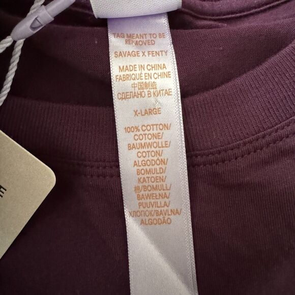 Savage X Fenty Baby Pocket Tee Purple Crop Top T-Shirt XL - Picture 10 of 10